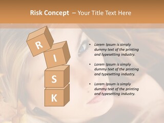 A Beautiful Blond Woman With Blue Eyes Is Posing For A Picture PowerPoint Template