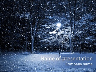 Snowscape Peaceful Lantern PowerPoint Template