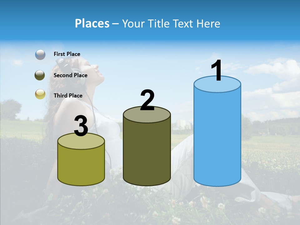 Summer Headphones Females PowerPoint Template