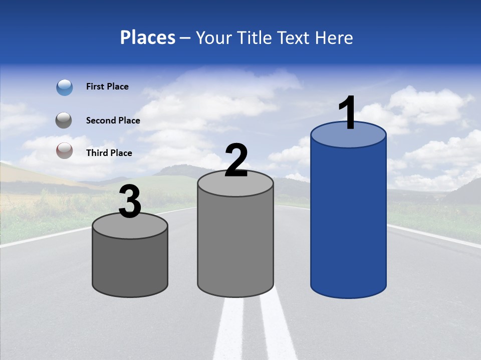 An Empty Road With A Blue Sky And Clouds In The Background PowerPoint Template