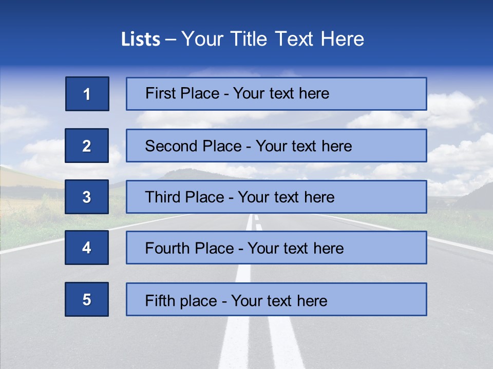 An Empty Road With A Blue Sky And Clouds In The Background PowerPoint Template