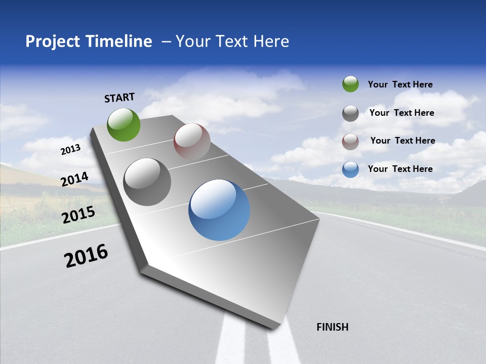 An Empty Road With A Blue Sky And Clouds In The Background PowerPoint Template