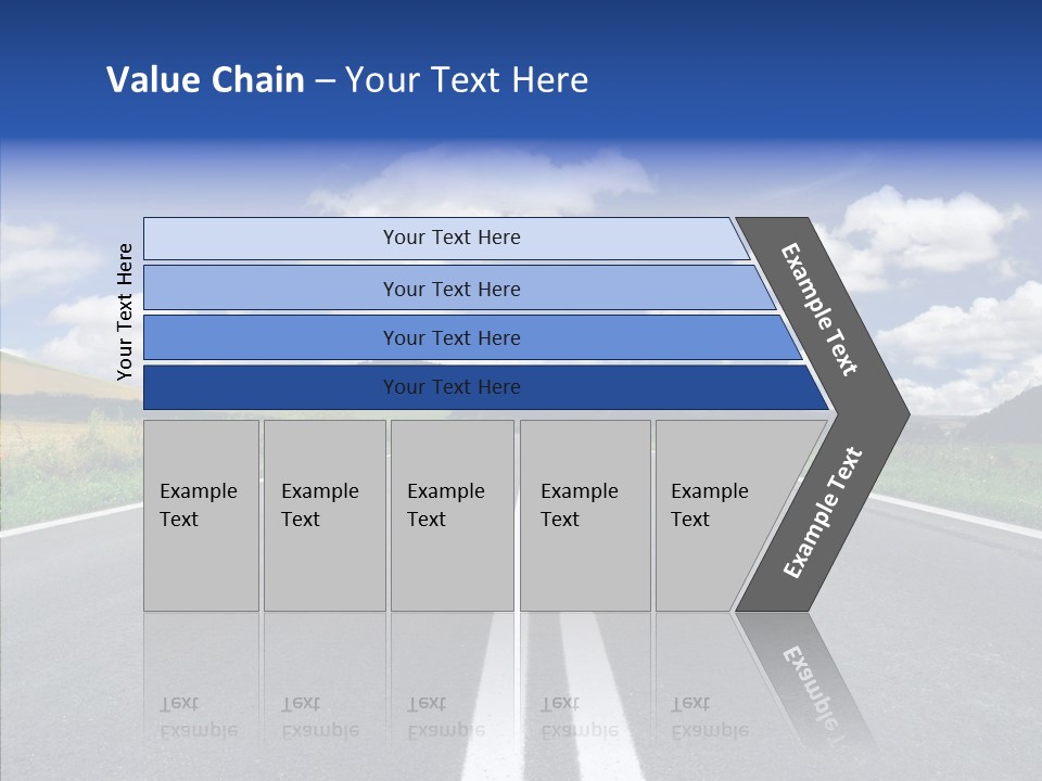 An Empty Road With A Blue Sky And Clouds In The Background PowerPoint Template