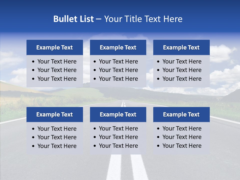 An Empty Road With A Blue Sky And Clouds In The Background PowerPoint Template