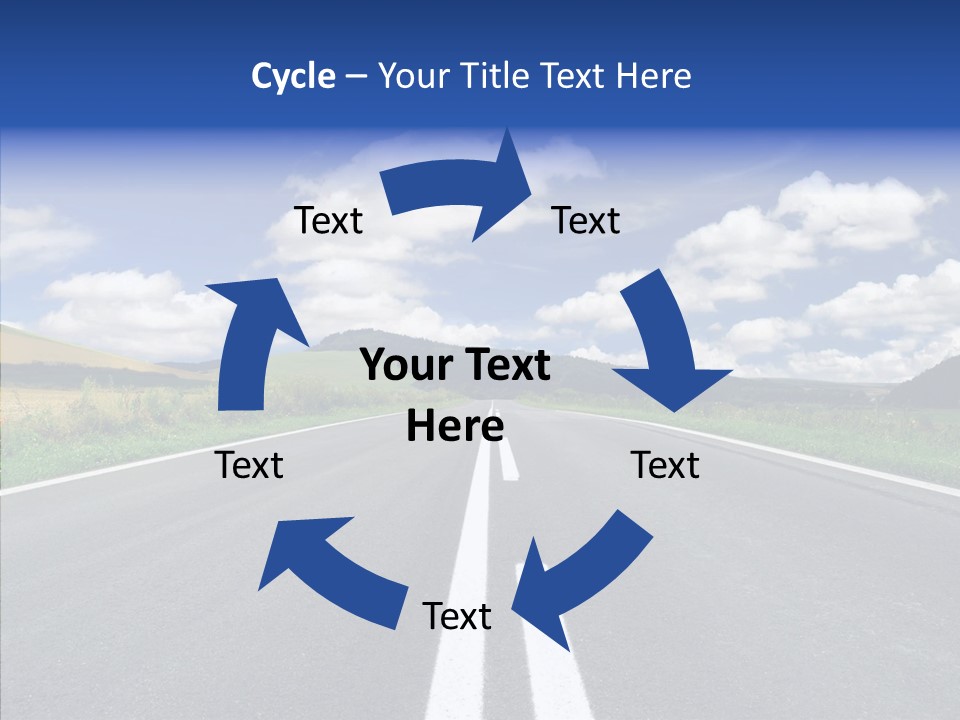 An Empty Road With A Blue Sky And Clouds In The Background PowerPoint Template