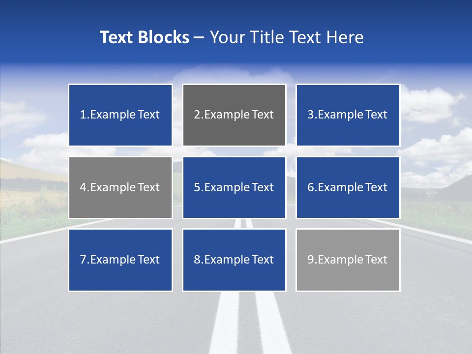 An Empty Road With A Blue Sky And Clouds In The Background PowerPoint Template