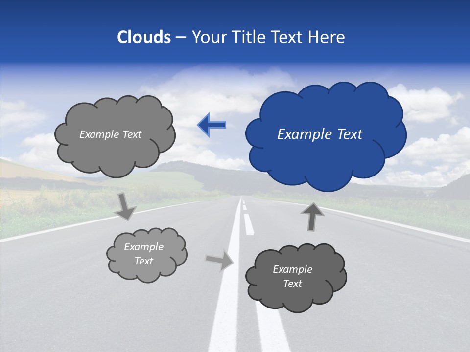 An Empty Road With A Blue Sky And Clouds In The Background PowerPoint Template