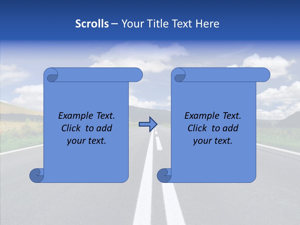 An Empty Road With A Blue Sky And Clouds In The Background PowerPoint Template