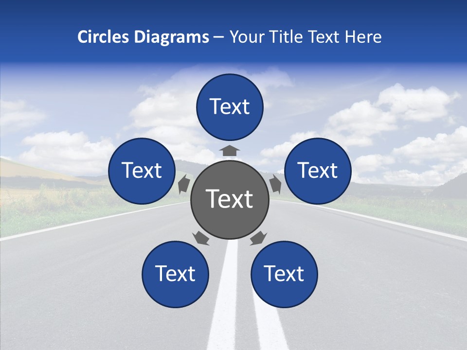 An Empty Road With A Blue Sky And Clouds In The Background PowerPoint Template