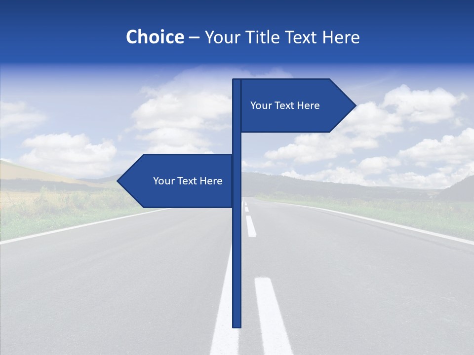 An Empty Road With A Blue Sky And Clouds In The Background PowerPoint Template