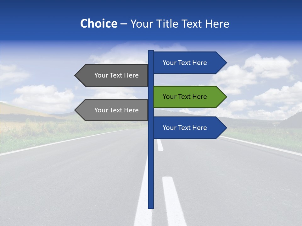 An Empty Road With A Blue Sky And Clouds In The Background PowerPoint Template