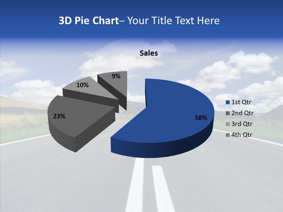 An Empty Road With A Blue Sky And Clouds In The Background PowerPoint Template