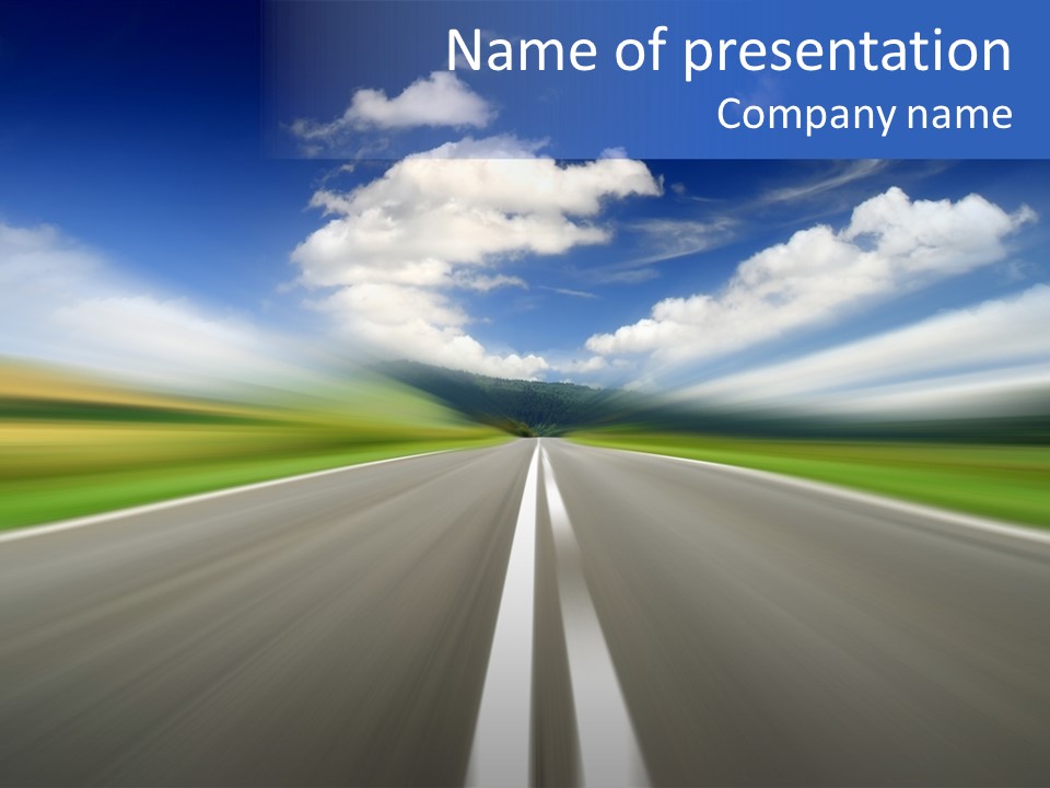 A Blurry Picture Of A Road With A Sky Background PowerPoint Template