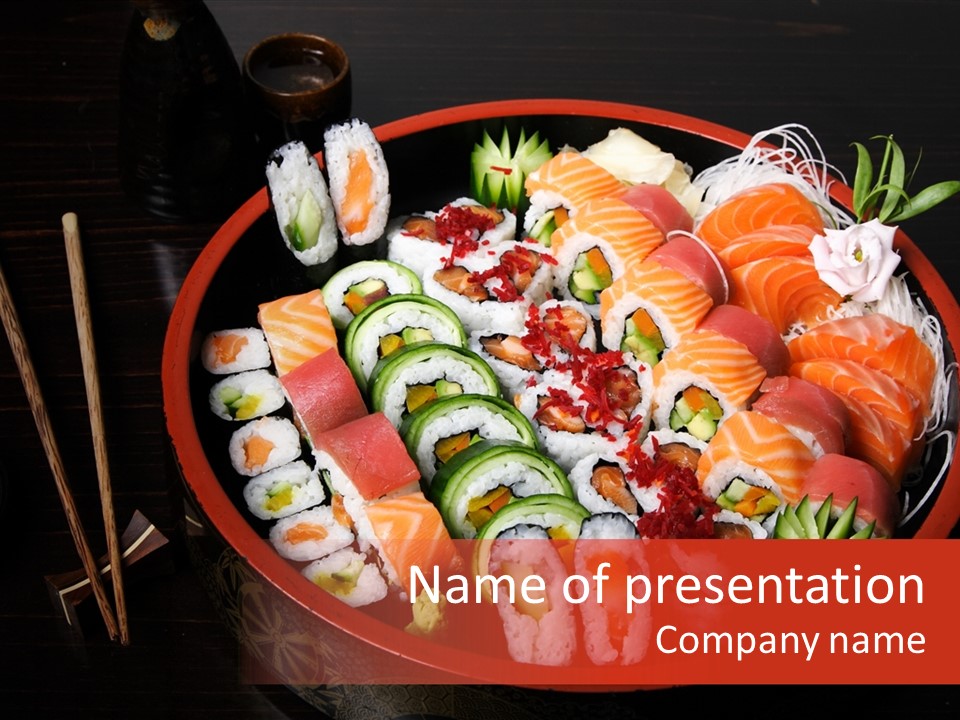 Tuna Culinary Chopsticks PowerPoint Template