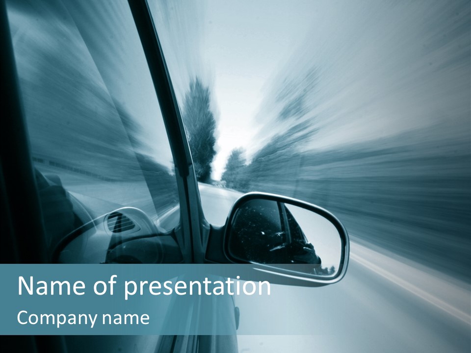 Rear View Drive Faster PowerPoint Template