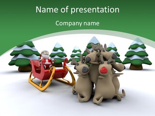 Sleigh Christmas Render PowerPoint Template