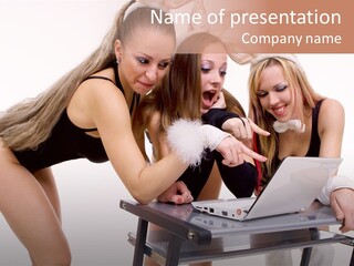 Playful Bunny Female PowerPoint Template