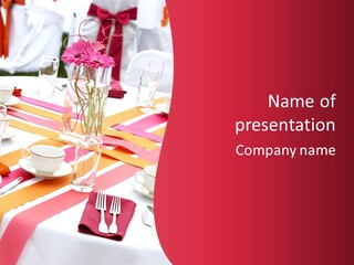 Pink Restaurant Table PowerPoint Template