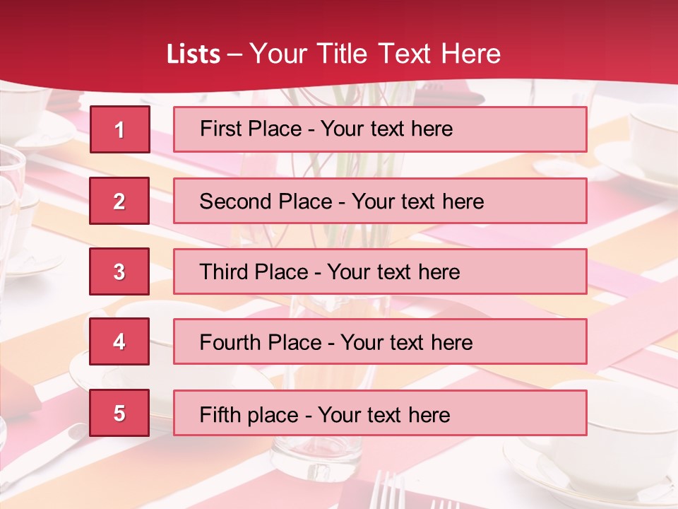 Pink Restaurant Table PowerPoint Template