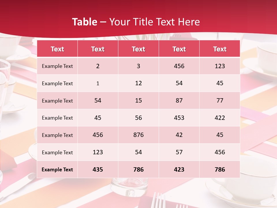 Pink Restaurant Table PowerPoint Template