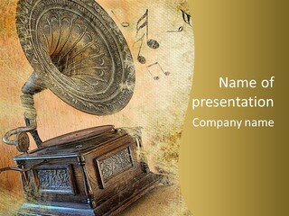 Isolated Illustration Gramophone PowerPoint Template