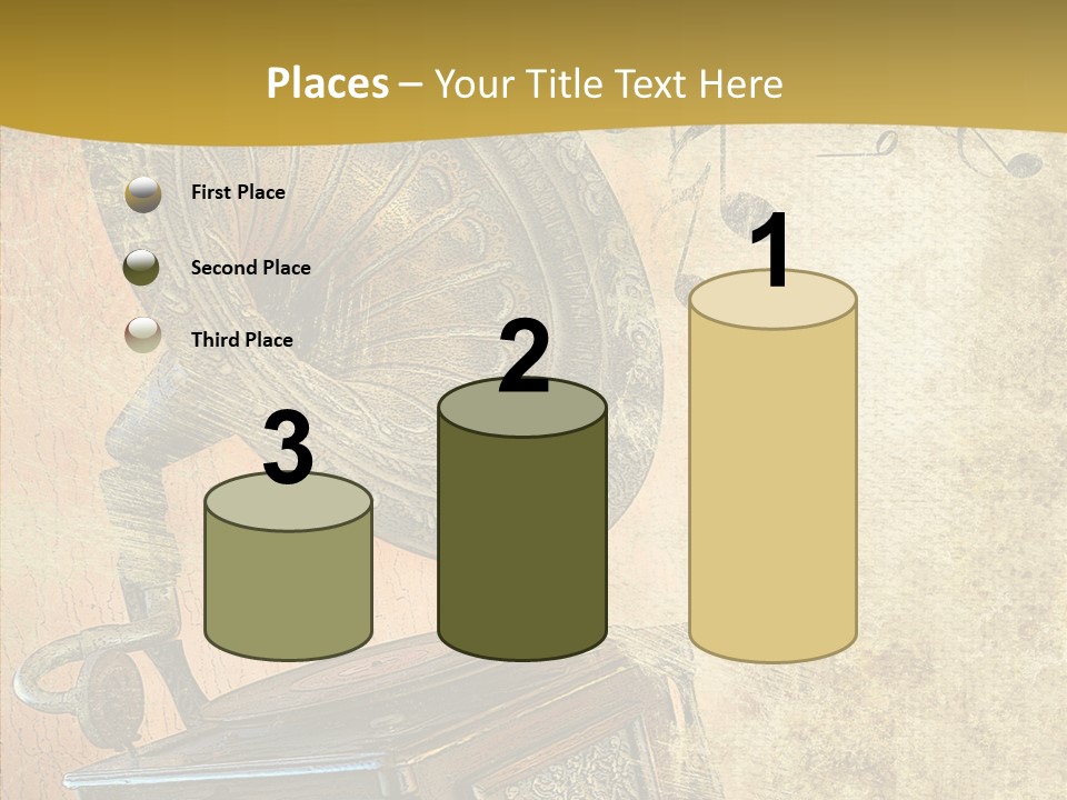 Isolated Illustration Gramophone PowerPoint Template