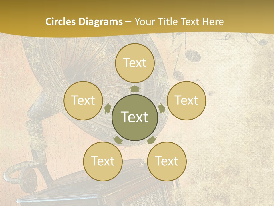 Isolated Illustration Gramophone PowerPoint Template