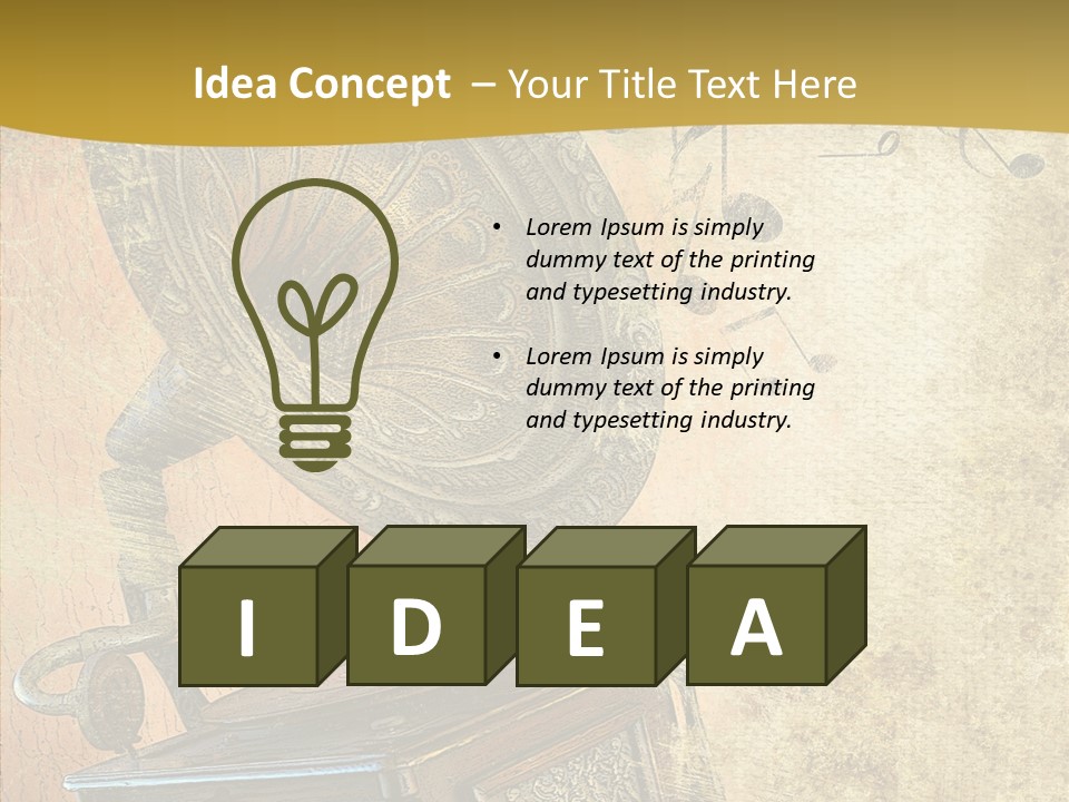 Isolated Illustration Gramophone PowerPoint Template