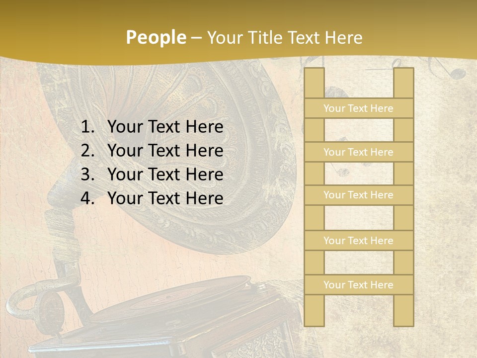 Isolated Illustration Gramophone PowerPoint Template