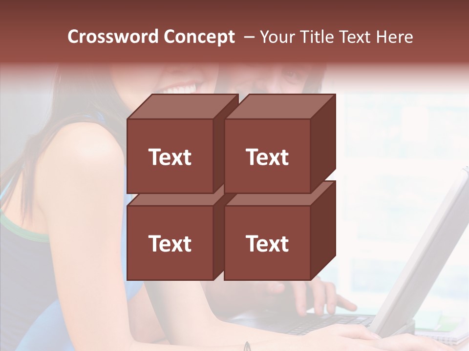 Laptop Woman Education PowerPoint Template