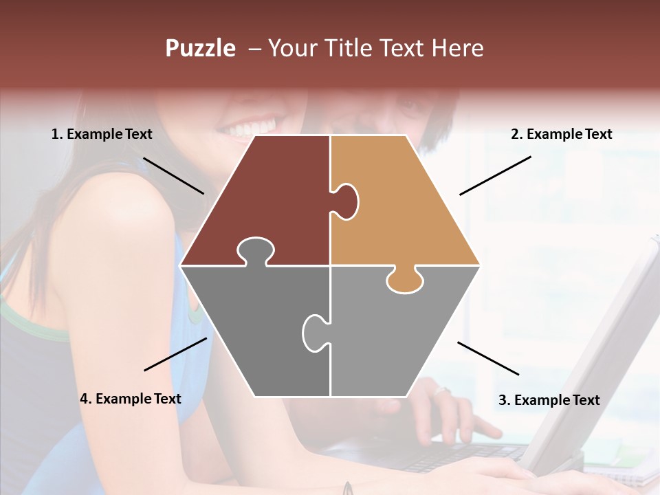 Laptop Woman Education PowerPoint Template