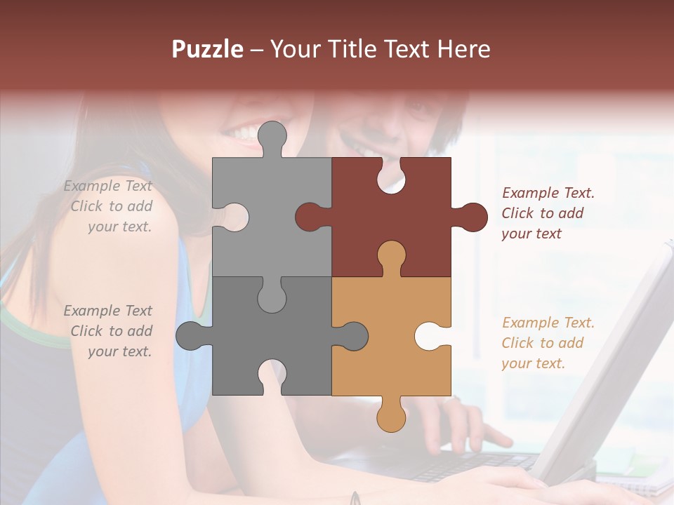 Laptop Woman Education PowerPoint Template