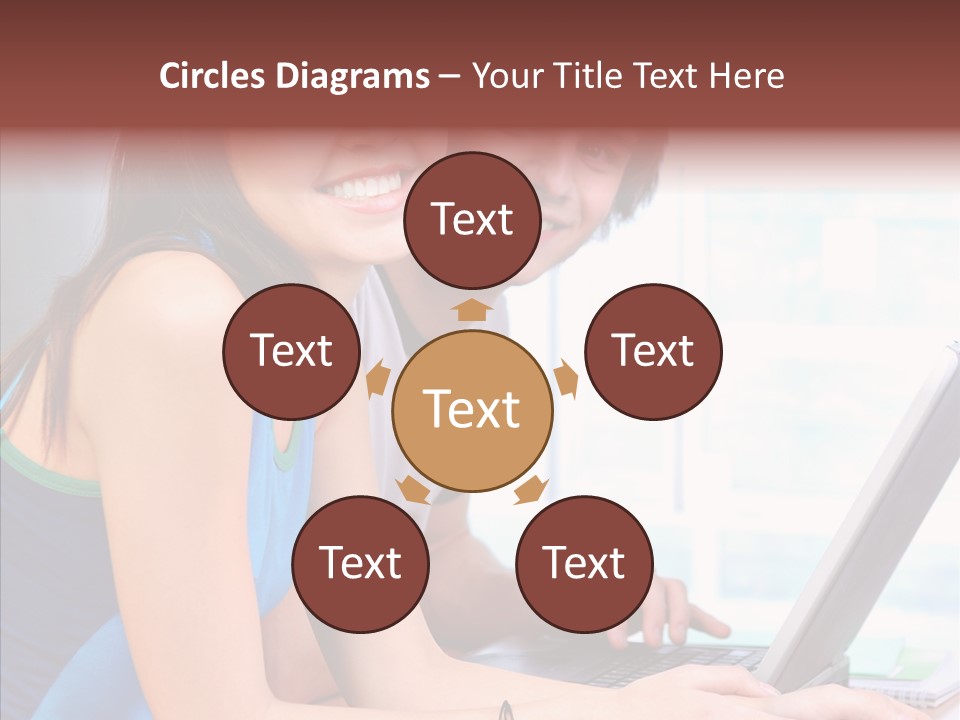 Laptop Woman Education PowerPoint Template