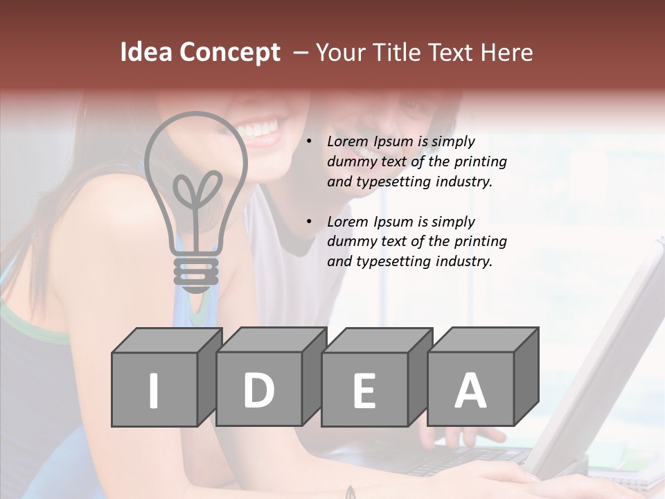 Laptop Woman Education PowerPoint Template