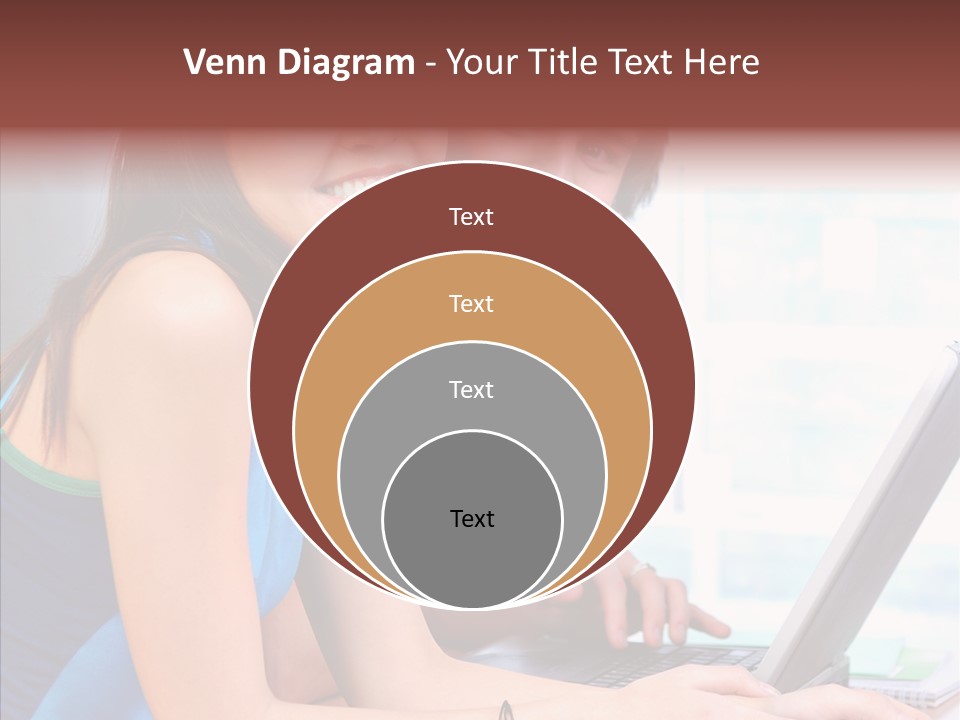 Laptop Woman Education PowerPoint Template