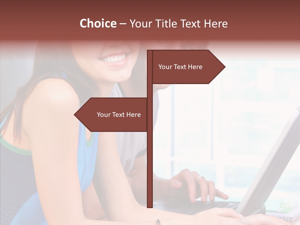 Laptop Woman Education PowerPoint Template