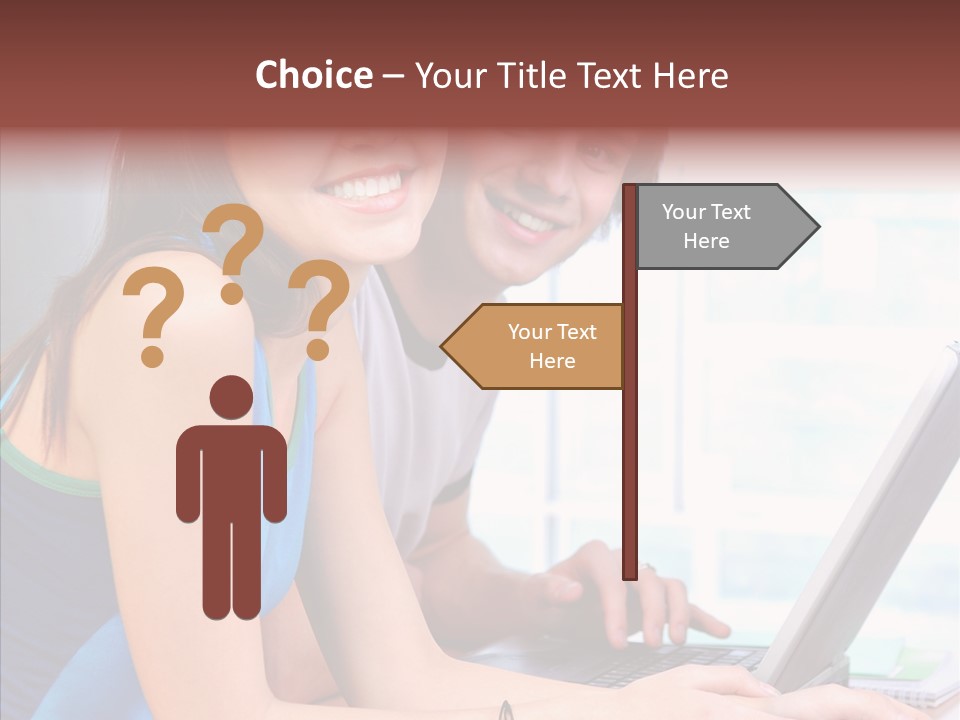 Laptop Woman Education PowerPoint Template