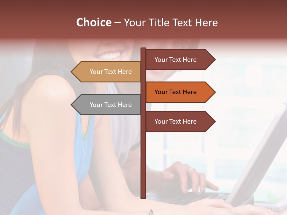 Laptop Woman Education PowerPoint Template