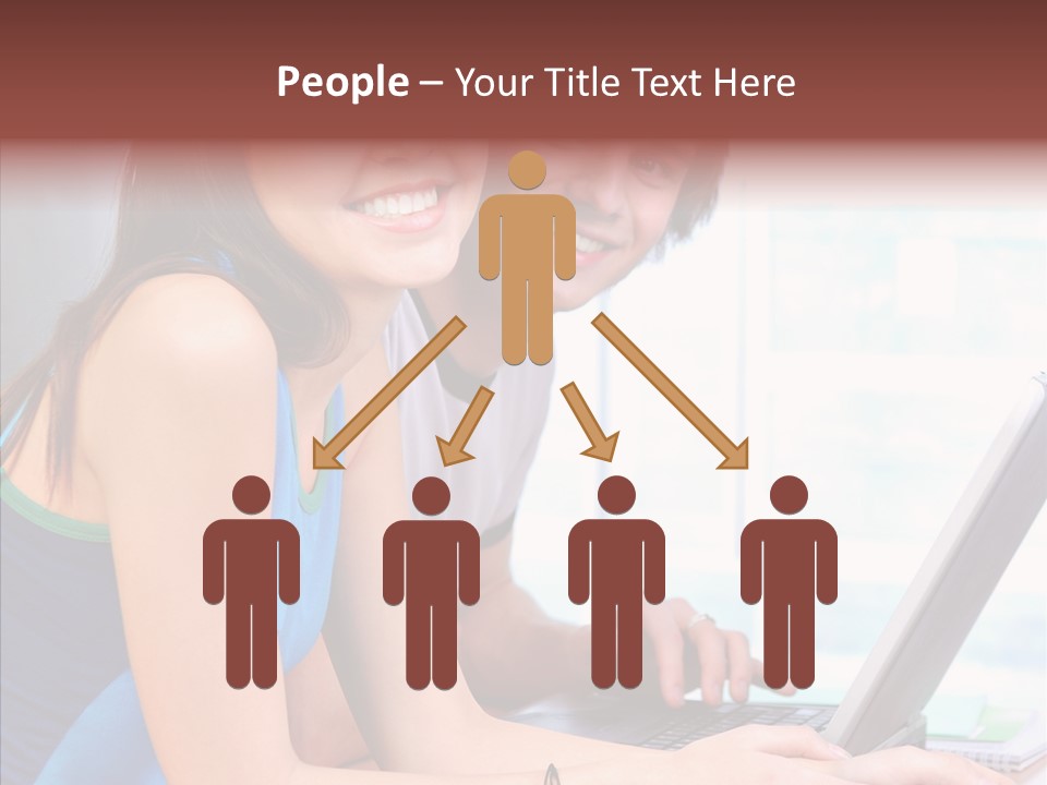 Laptop Woman Education PowerPoint Template