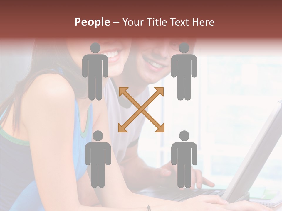 Laptop Woman Education PowerPoint Template