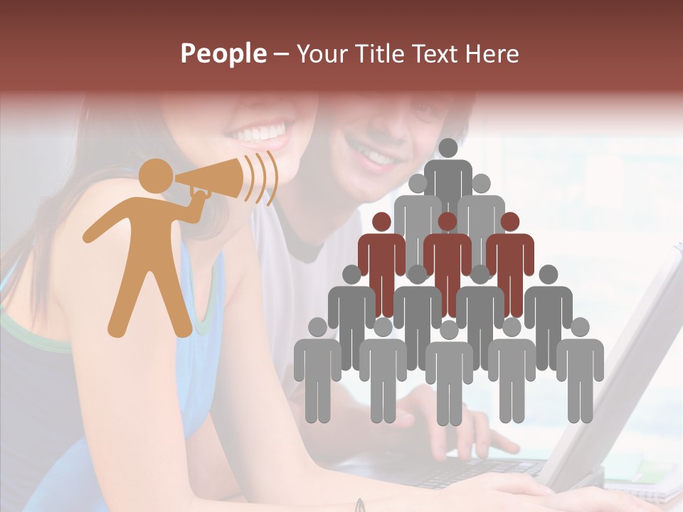 Laptop Woman Education PowerPoint Template