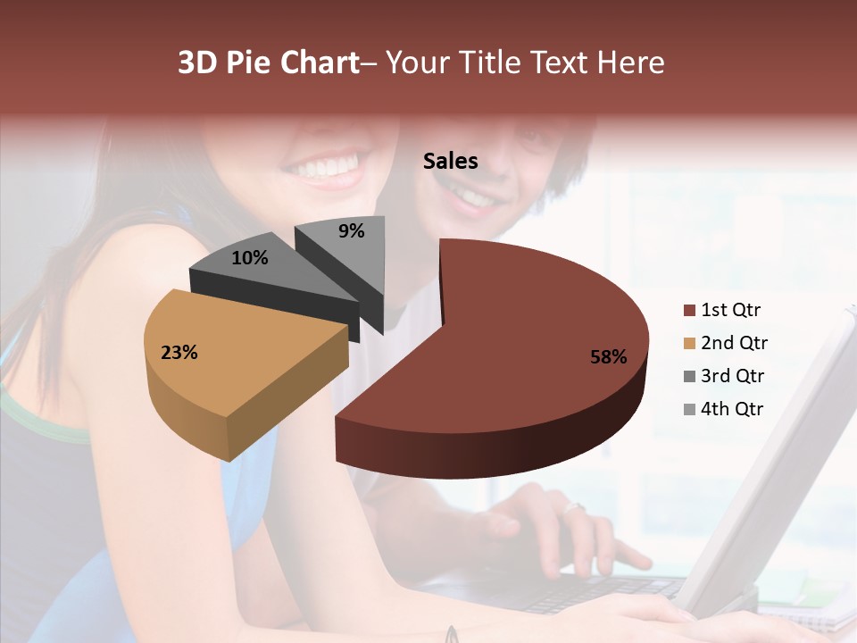 Laptop Woman Education PowerPoint Template