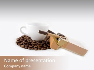 White Mug Symbol PowerPoint Template