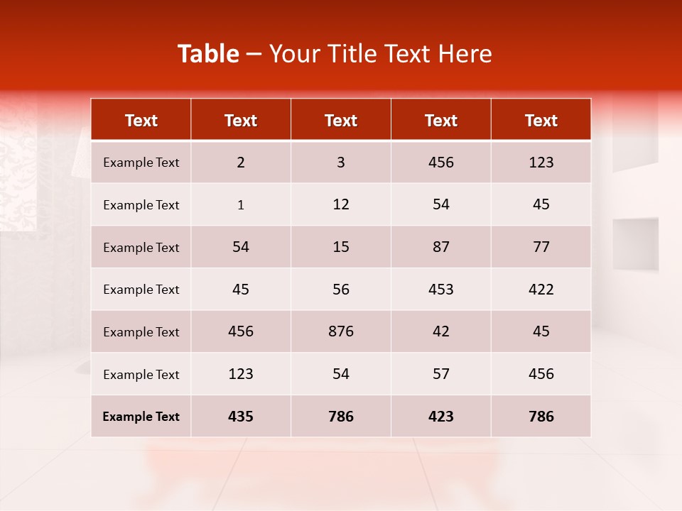 A Living Room With A Red Couch And White Walls PowerPoint Template