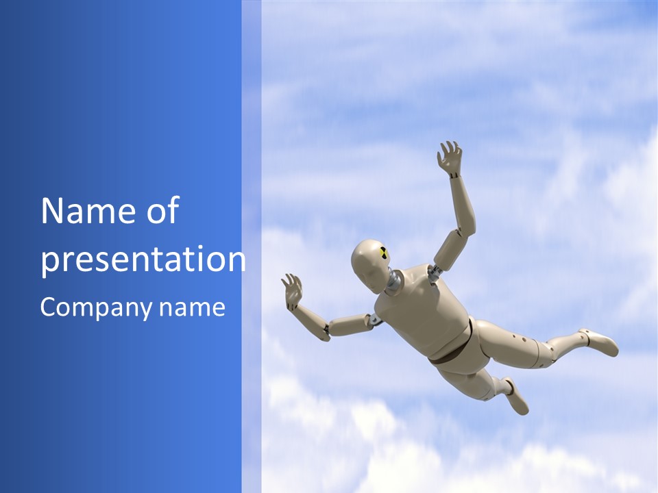 Skydiving Diver Blue PowerPoint Template