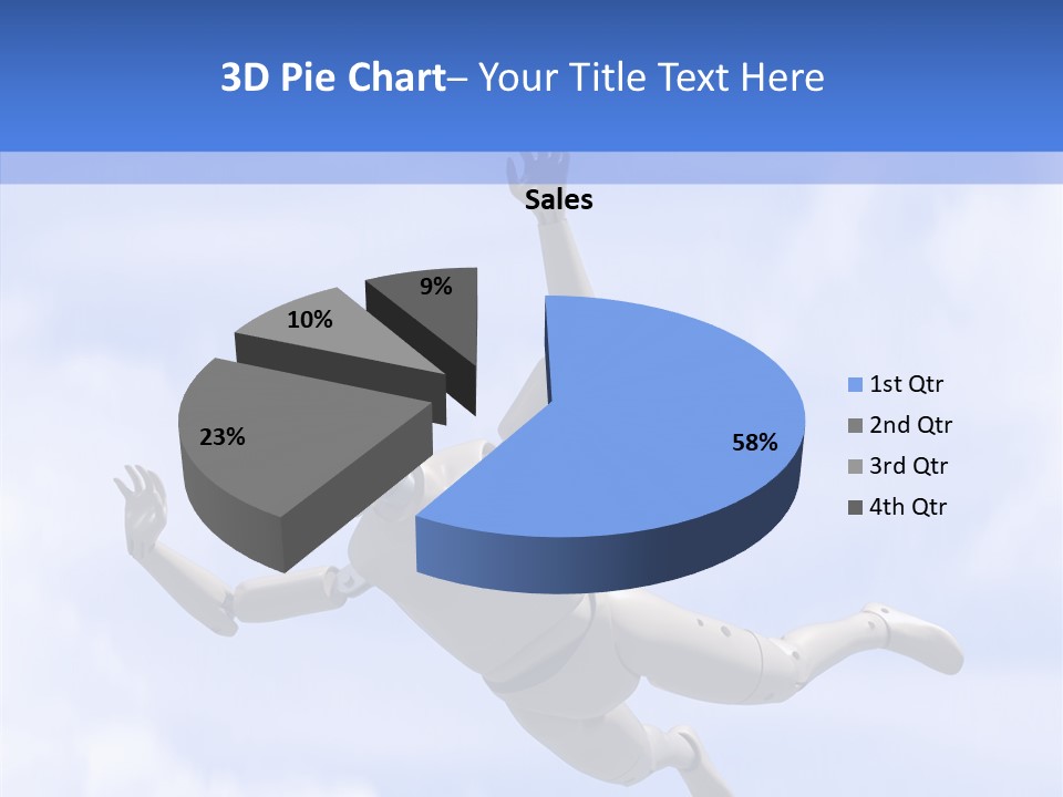 Skydiving Diver Blue PowerPoint Template