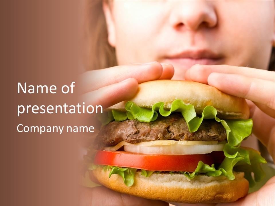 Red Hamburger Unhealthy PowerPoint Template
