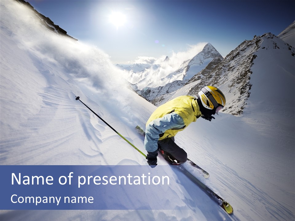 Competiting Skier Sliding PowerPoint Template