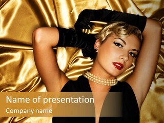 Blond Lady Make Up PowerPoint Template