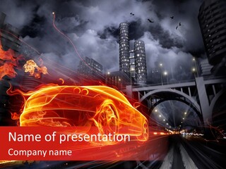 Motion Cityscape Vehicle PowerPoint Template